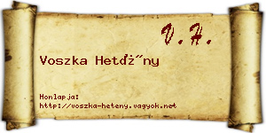 Voszka Hetény névjegykártya